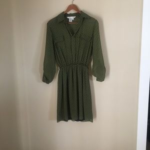 Max studio long sleeve blouse dress green & black